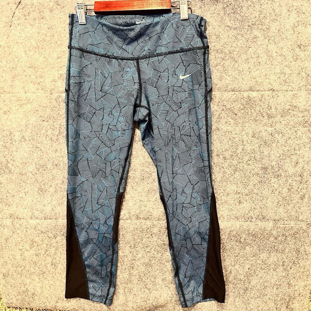 Nike Leggings Womens Size SM Blue Black Ankle Cropped Training‎ Gym Workout